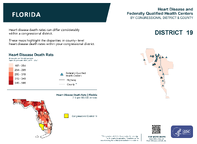 FL Congressional District 19 Heart Disease and Federally Qualified Health Centers Map 118th Congress