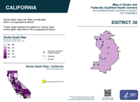CA Congressional District 38 Stroke and Federally Qualified Health Centers Map 119th Congress