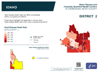 ID Congressional District 02 Heart Disease and Federally Qualified Health Centers Map 118th Congress