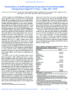 Characteristics of and Precipitating Circumstances Surrounding Suicide Among Persons Aged 1017 Years  Utah 20112015
