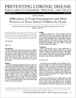 Differences in Food Consumption and Meal Patterns in Texas School Children by Grade