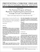The National Program of Cancer Registries Explaining State Variations in Average Cost per Case Reported