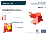 NM Congressional District 01 Heart Disease and Federally Qualified Health Centers Map 118th Congress