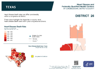 TX Congressional District 26 Heart Disease and Federally Qualified Health Centers Map 118th Congress