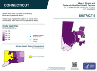 CT Congressional District 05 Stroke and Federally Qualified Health Centers Map 119th Congress