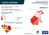 SC Congressional District 02 Heart Disease and Federally Qualified Health Centers Map 119th Congress