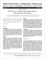 Predictors of Selfrated Health Status Among Texas Residents