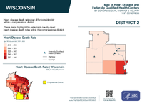 WI Congressional District 02 Heart Disease and Federally Qualified Health Centers Map 119th Congress
