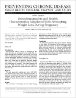 Sociodemographic and Health Characteristics Associated With Attempting Weight Loss During Pregnancy