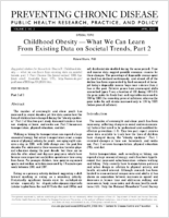 Childhood Obesity  What We Can Learn From Existing Data on Societal Trends Part 2