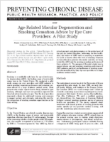 AgeRelated Macular Degeneration and Smoking Cessation Advice by Eye Care Providers A Pilot Study