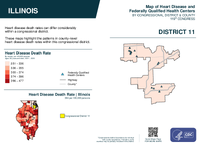 IL Congressional District 11 Heart Disease and Federally Qualified Health Centers Map 119th Congress