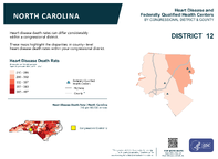 NC Congressional District 12 Heart Disease and Federally Qualified Health Centers Map 118th Congress