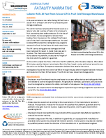 Fatality Narrative Laborer Falls 20 Feet from Scissor Lift in Fruit Cold Storage Warehouse