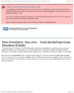 Teen newsletter May 2021  fetal alcohol spectrum disorders FASDs