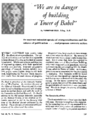 We are in danger of building a Tower of Babel