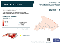 NC Congressional District 02 Heart Disease and Federally Qualified Health Centers Map 118th Congress