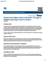 Sheetmetal Helper Falls to His Death Through a Skylight Opening in South Carolina FACE 8818
