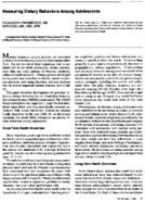 Measuring dietary behaviors among adolescents