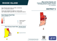 RI Congressional District 02 Heart Disease and Federally Qualified Health Centers Map 119th Congress
