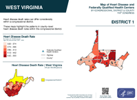WV Congressional District 01 Heart Disease and Federally Qualified Health Centers Map 119th Congress