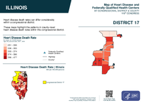 IL Congressional District 17 Heart Disease and Federally Qualified Health Centers Map 119th Congress