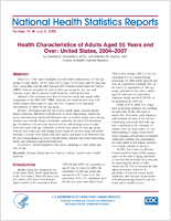 Health characteristics of adults 55 years of age and over United States 20042007
