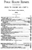 Public Health Reports  index to v XIX Part I JanuaryJune inclusive 1904