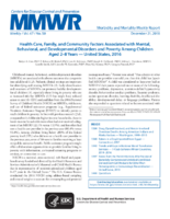 Health Care Family and Community Factors Associated with Mental Behavioral and Developmental Disorders and Poverty Among Children Aged 28 Years  United States 2016