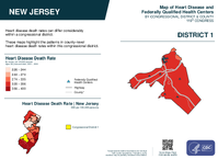 NJ Congressional District 01 Heart Disease and Federally Qualified Health Centers Map 119th Congress