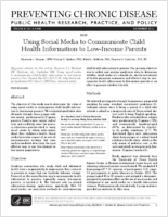 Using Social Media to Communicate Child Health Information to LowIncome Parents