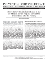 Reproductive Health Surveillance in the USMexico Border Region Beyond the Border and Into the Future