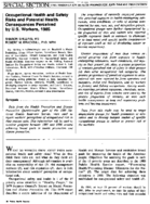 Occupational Health And Safety Risks And Potential Health Consequences Perceived By US Workers 1985