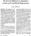 The Need For Medical Care Specialists State And Local Health Departments