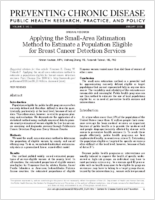 Applying the SmallArea Estimation Method to Estimate a Population Eligible for Breast Cancer Detection Services