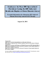 Guidance for nonHIVspecialized providers caring for HIVinfected residents displaced from disaster areas   essential information for managing HIVinfected patients receiving antiretroviral therapy