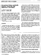 Occupational Safety And Health Progress Toward The 1990 Objectives For The Nation