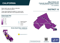 CA Congressional District 16 Stroke and Federally Qualified Health Centers Map 119th Congress