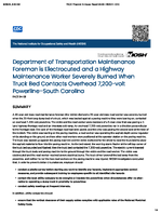 Department of Transportation Maintenance Foreman is Electrocuted and a Highway Maintenance Worker Severely Burned When Truck Bed Contacts Overhead 7200volt PowerlineSouth Carolina FACE 9408