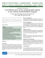 Cost Effectiveness of Two Lifestyle Interventions in the Vermont WISEWOMAN Program