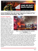 Line of Duty Death Report Career Firefighter Dies After Being Trapped by Collapse of Two Vacant Commercial Buildings  New York