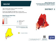 ME Congressional District 02 Heart Disease and Federally Qualified Health Centers Map 118th Congress