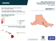 HI Congressional District 01 Heart Disease and Federally Qualified Health Centers Map 119th Congress