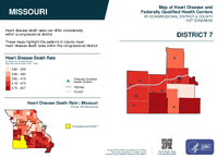 MO Congressional District 07 Heart Disease and Federally Qualified Health Centers Map 119th Congress