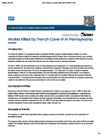 Worker Killed by Trench CaveIn in Pennsylvania FACE 8520