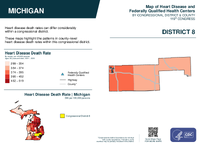 MI Congressional District 08 Heart Disease and Federally Qualified Health Centers Map 119th Congress