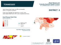 TN Congressional District 06 Heart Disease and Federally Qualified Health Centers Map 118th Congress