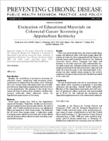 Evaluation of Educational Materials on Colorectal Cancer Screening in Appalachian Kentucky