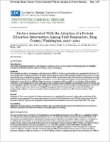 Factors Associated With the Adoption of a Patient Education Intervention Among First Responders King County Washington 20102011