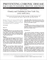 Obesity and Diabetes in New York City 2002 and 2004